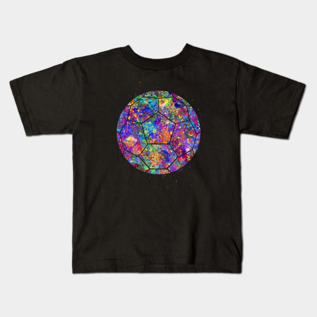 Soccer Ball watercolor Kids T-Shirt by Yahya Art